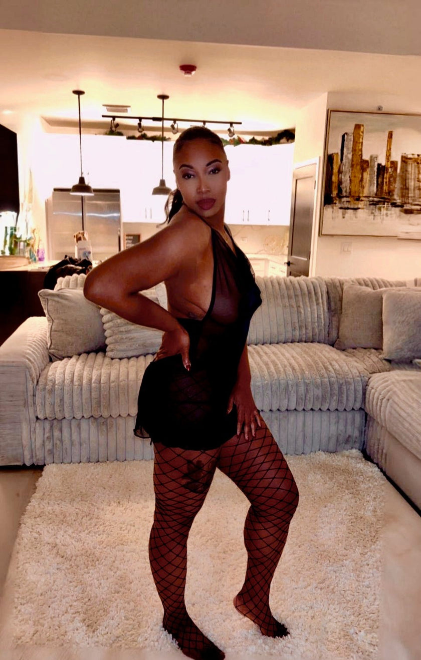 NadiaTie Backless Halter Dress with Lingerie