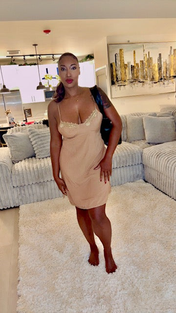 Lala Sleep Over Cami dress with lace trim split Hem