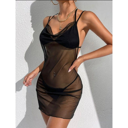 NadiaTie Backless Halter Dress with Lingerie