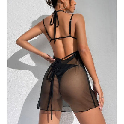 NadiaTie Backless Halter Dress with Lingerie